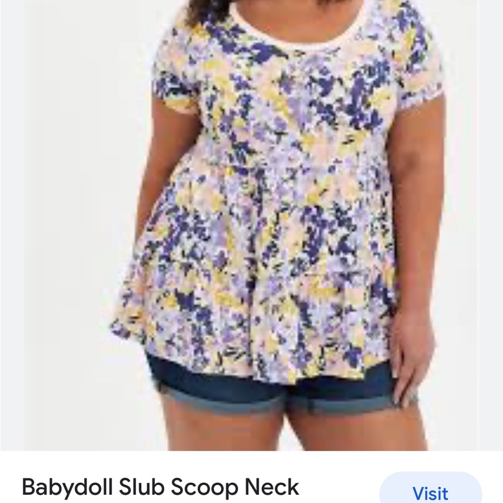 Torrid floral Bohemian purple and yellow short sleeve top size 10/12